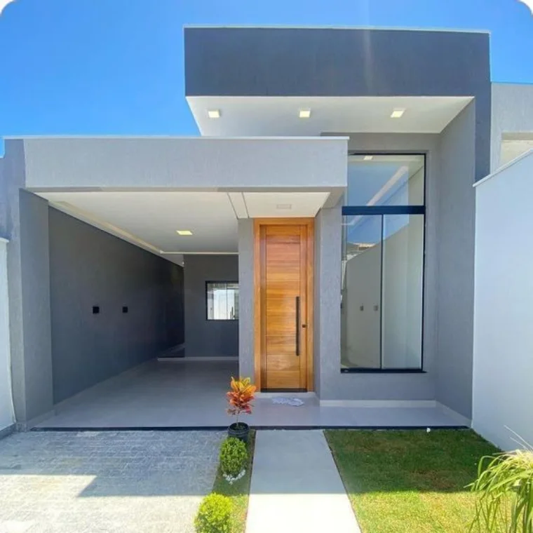 Fachada de casa térrea moderna construída pela Makau Construtora em Goiânia